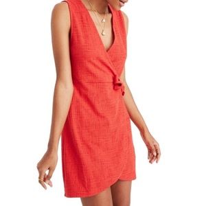 Madewell Texture & Thread Red Wrap Tie Sleeveless Dress XS NWOT